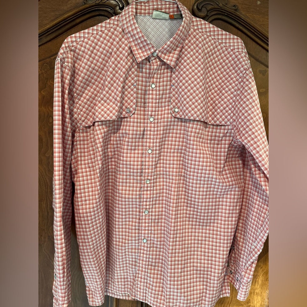 Howler Brothers XL Performance Red Check Pearl Snap EUC